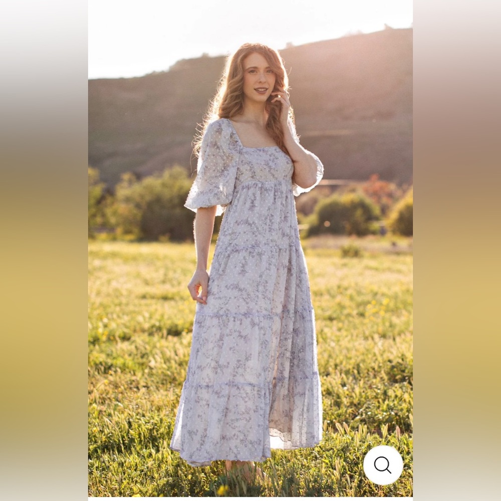 Morning Lavender Tamara Babydoll Maxi Dress Large Maternity and Non maternity